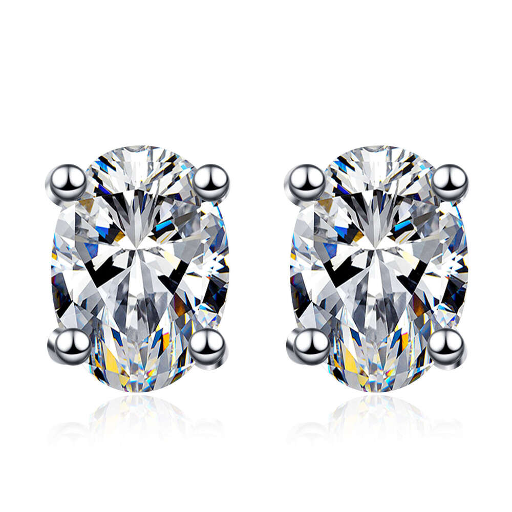 DHCollections-- Sterling Sier Earrings for Women Pigeon Egg Moissanite, Delicate and Petite Ear Jewelry, Plated with PT950 Gold