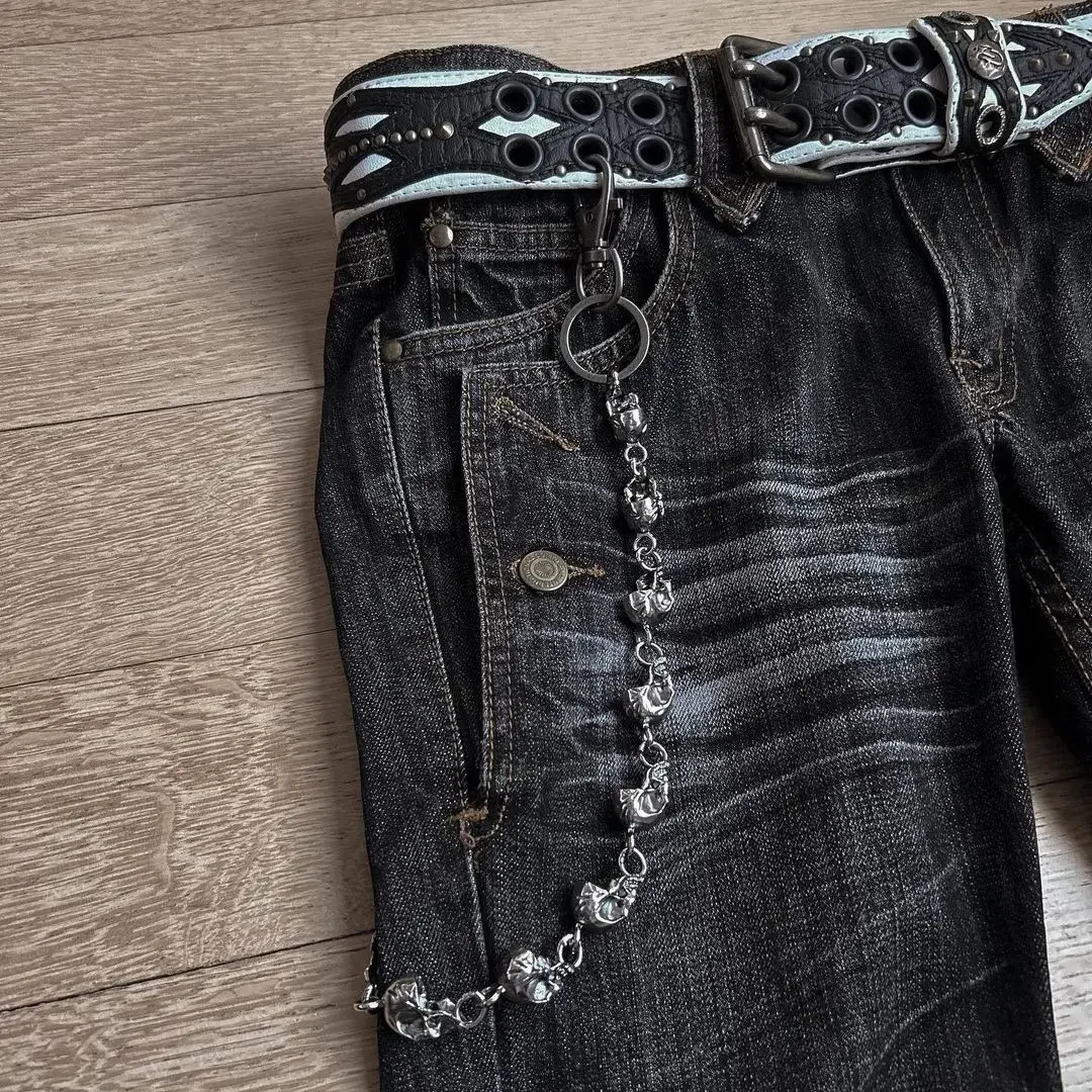 Harajuku old slim black jeans summer street hiphop punk men and women casual y2k microflared jeans ripped jeans 251023