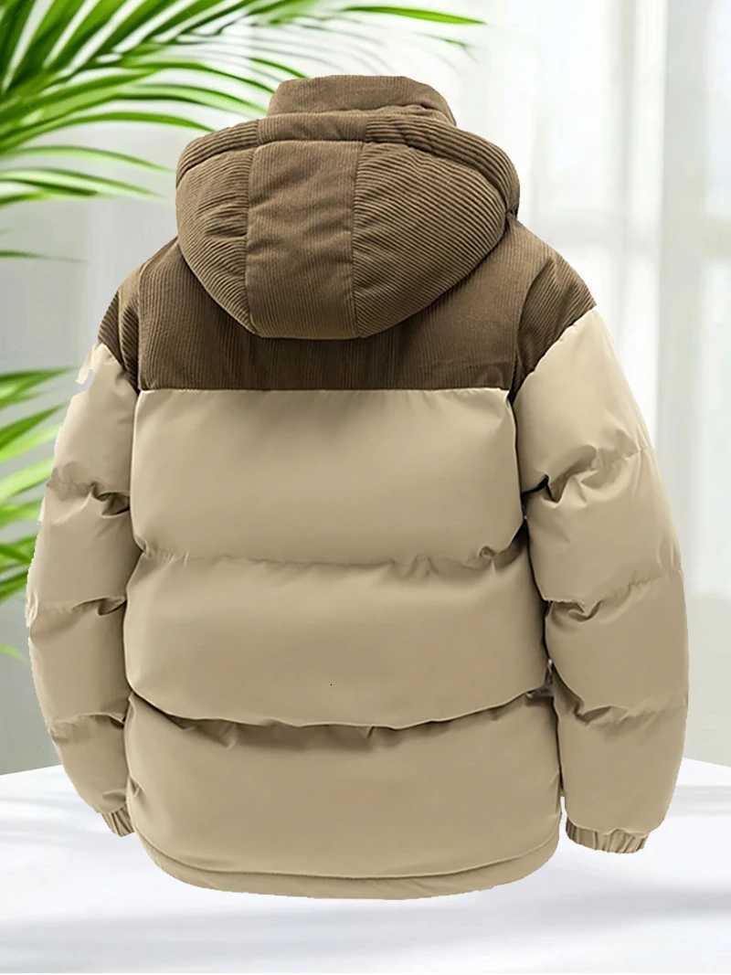 Mens Winter Puffer Jacket Cotton Padded Warm Hooded Windbreaker Coat Outdoor Casual Thick Parka for Cold Weather Streetwear Z251024