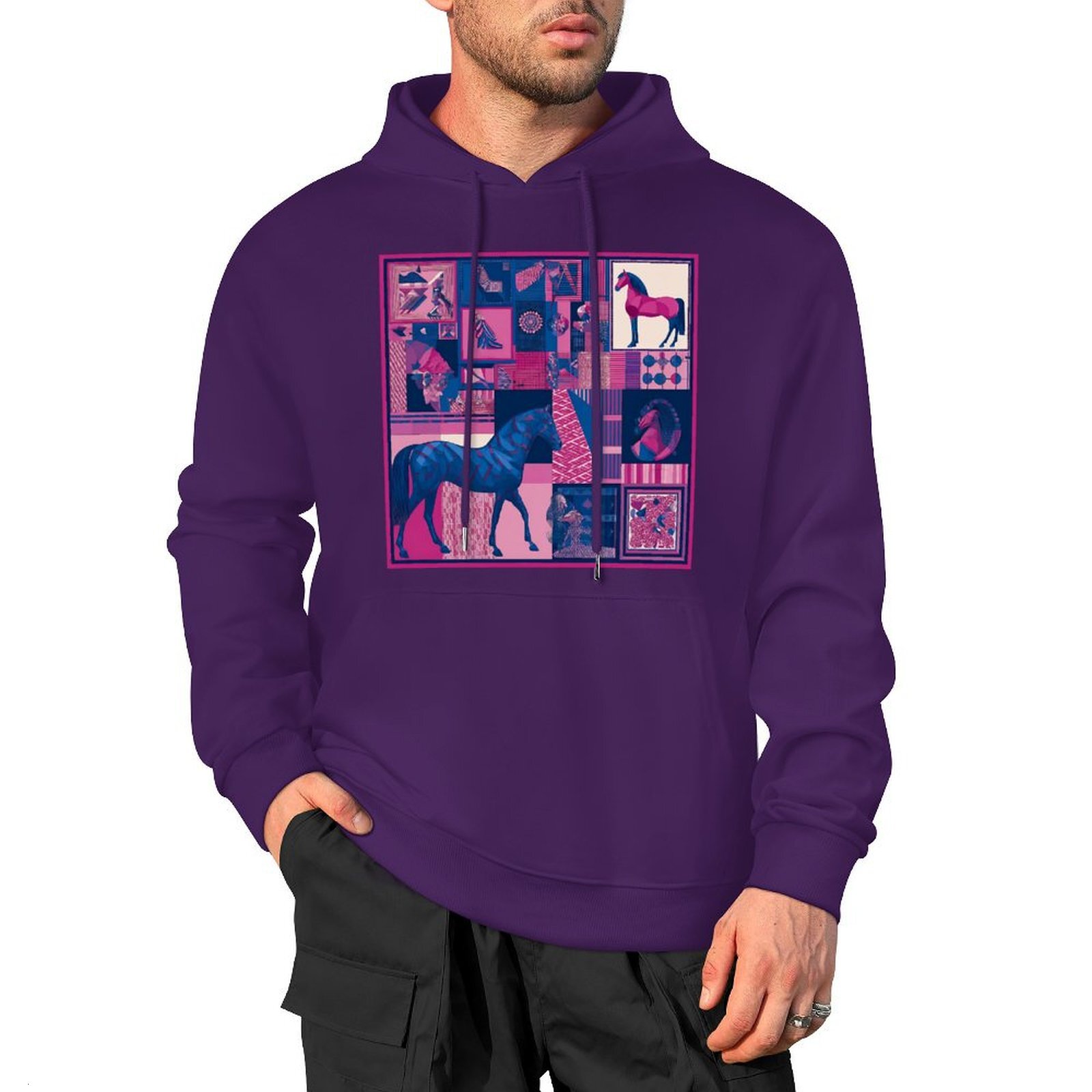 H Designer Fall Winter Hoodie Luxury Horse Print Design Unisex Long Sleeve Streetwear Hip Hop Oversized Fit Hoodie Men's Fashion Apparel H64