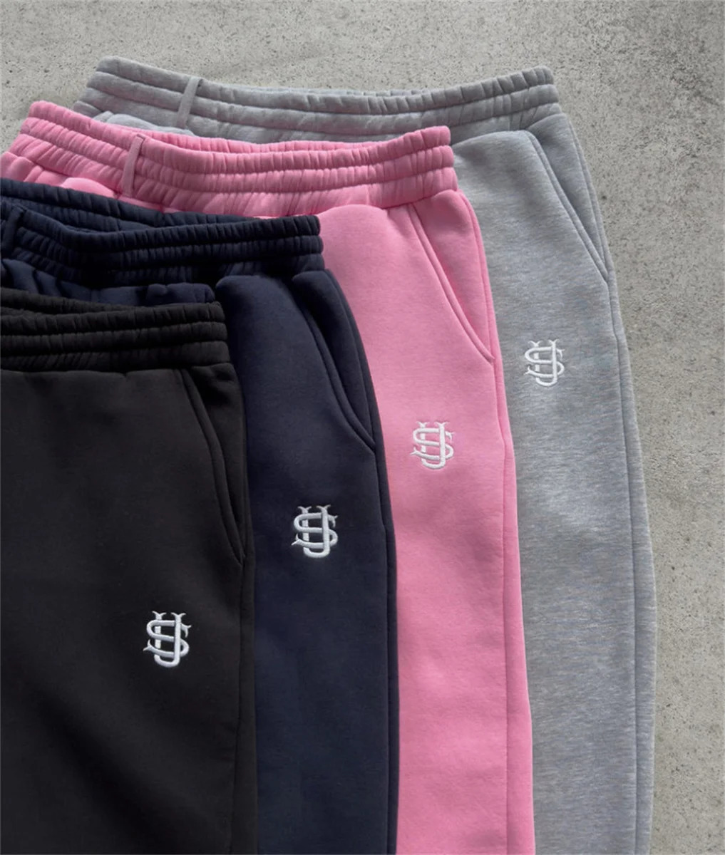 Unisex Tracksuit Pants Y2K Retro Loose Straight Pants Personalized Leg Zipper Embroidery n Hip Hop Harajuku Casual Pants 251020