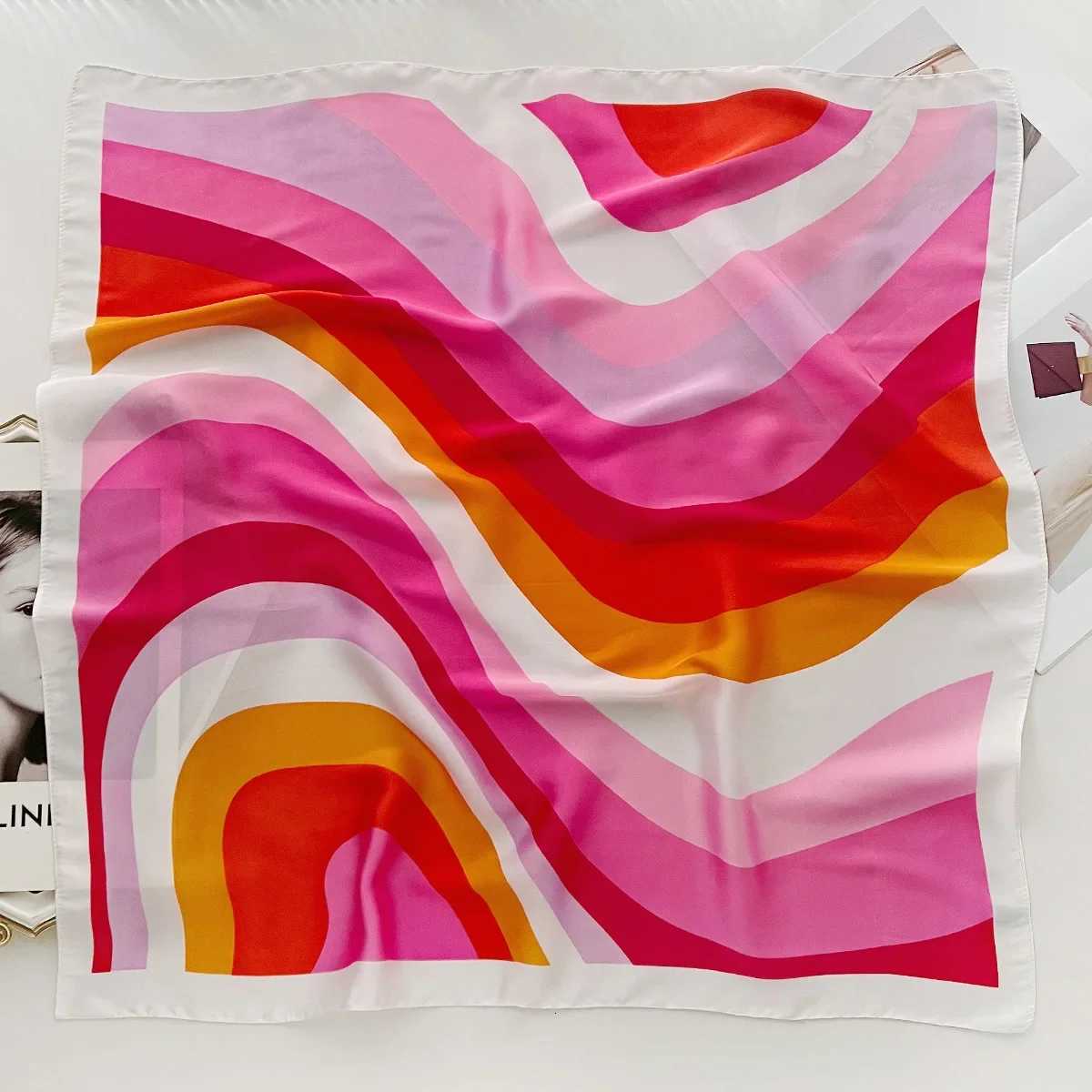 Imitation Silk Striped Print Square Scarf For Wen Bandana Decorative ScarfHair Band Band For Dring Up Your Look Y251024
