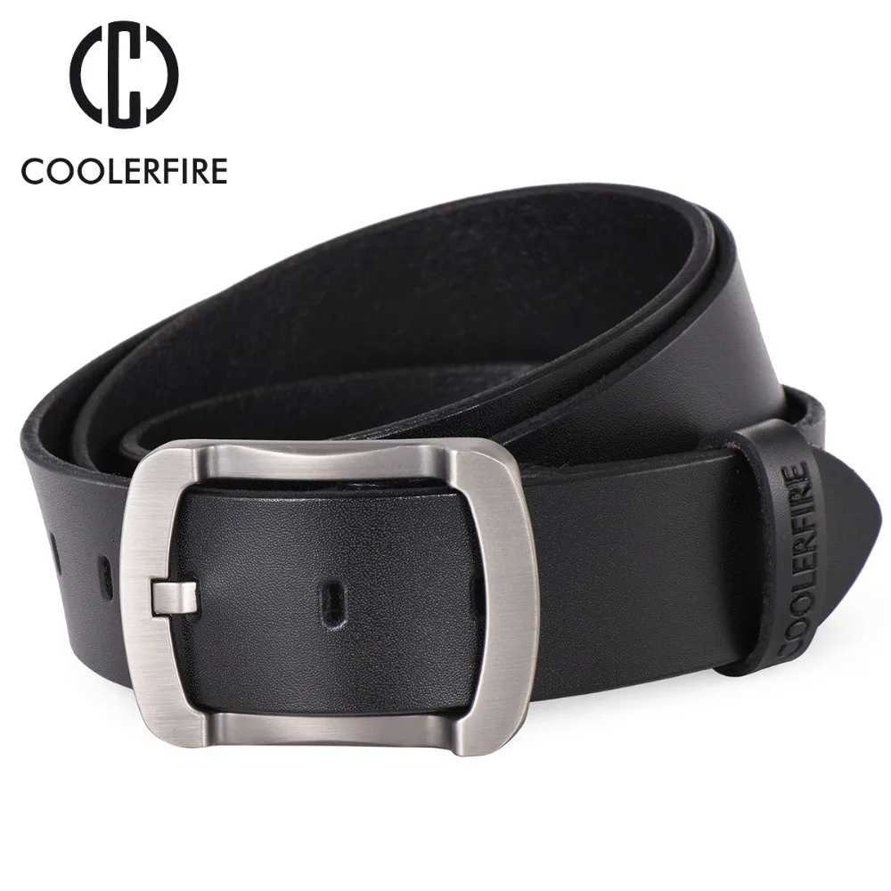 Coolerfire Fashion Cowhide Genuine Leather Belt Men Black Jeans Strap Male Vintage Casual Men Belts HQ024 W251024