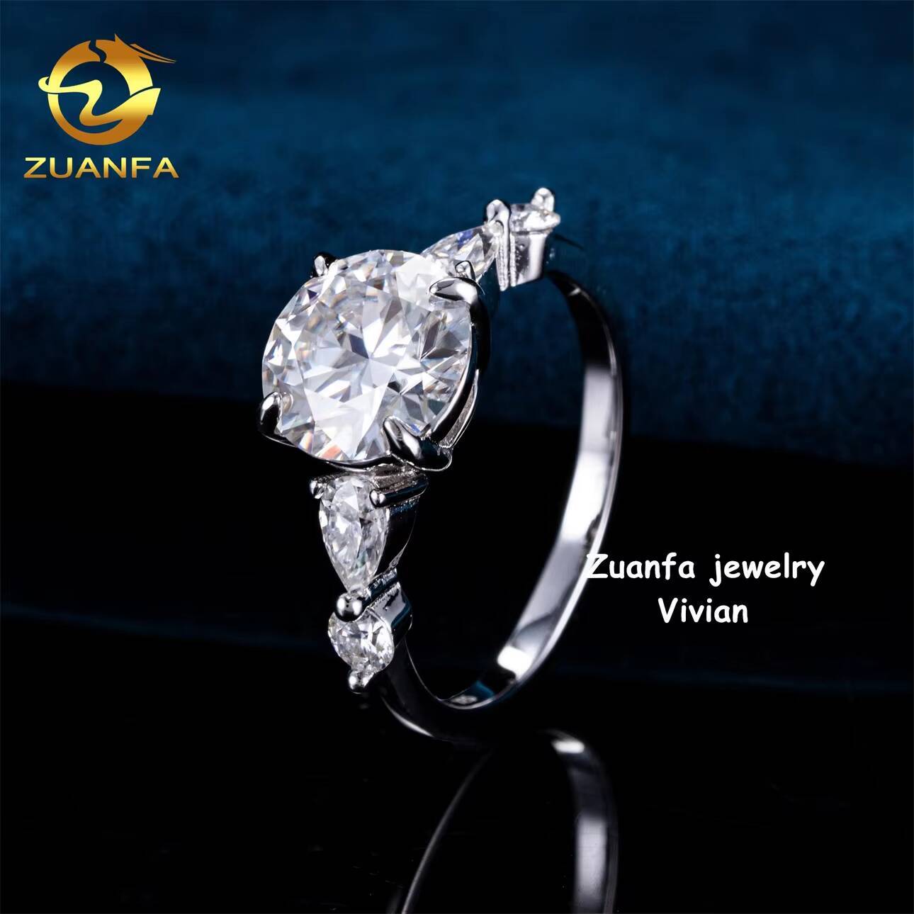 D Color VVS Moissanite Diamond Silver 925 Luxury Fashion Pass Diamond Tester Women Wedding Rings