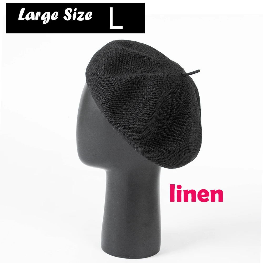 Spring Summer Big Size L Linen Beret French Women Fashion Casual Simple Knitted Breathable Painter Hat Mushroom Hat Trendy 251023