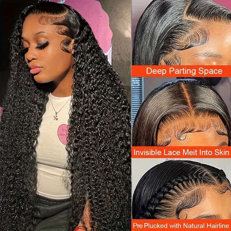 13x6 Water Wave Front Wig Brazilian 100% for Women Pre Plucked 200% Density HD Lace Frontal Wigs Human Hair