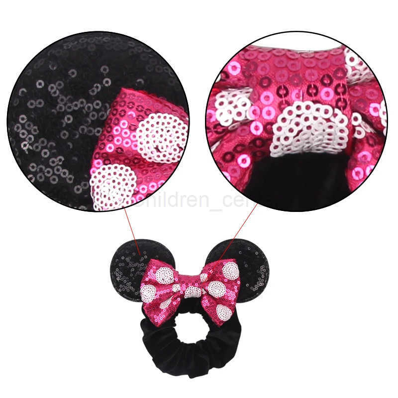 Disney Christmas Velveteen Ear Clip with Sparkling Sequin Bows - Perfect for Festivals & Trips