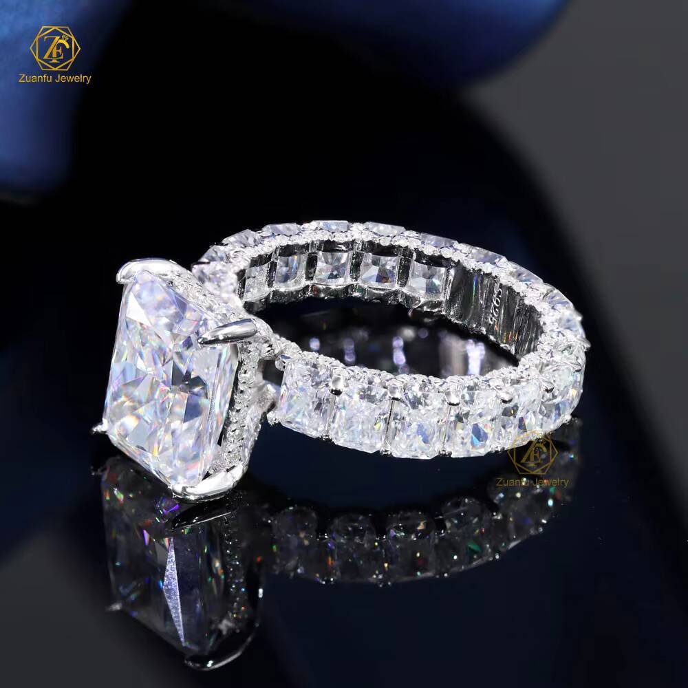 Luxury Fine Jewelry Ring 9x11mm 5CT Raidant Cut Diamond 925 Silver 10k 14k 18k Real Gold Hidden Halo Moissanite Ring