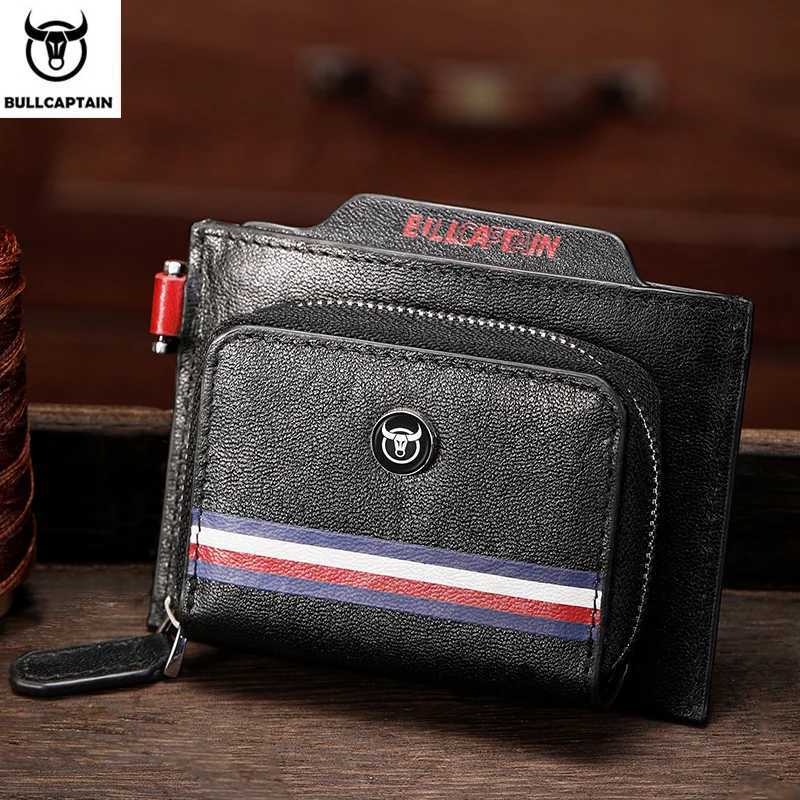 Bullcaptain Men Genuine Leather Wallet Male Small Purse Mini Money Bag Walet Thin Portomonee carteras Mans Wallet Card Holder Z251023