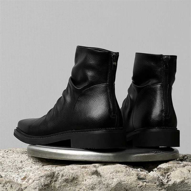 High Quality Ankle Boots Men Leather Winter Vintage Soft Leather High Top British Style Zipper Wedding Dress Business Mens Boots W251024