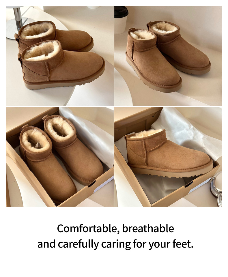 Designer Classic Ultra Mini Boots Snow Micro Boot Platform Short Women Men Fur Sheepskin Chestnut Sand Mustard Seed Boot