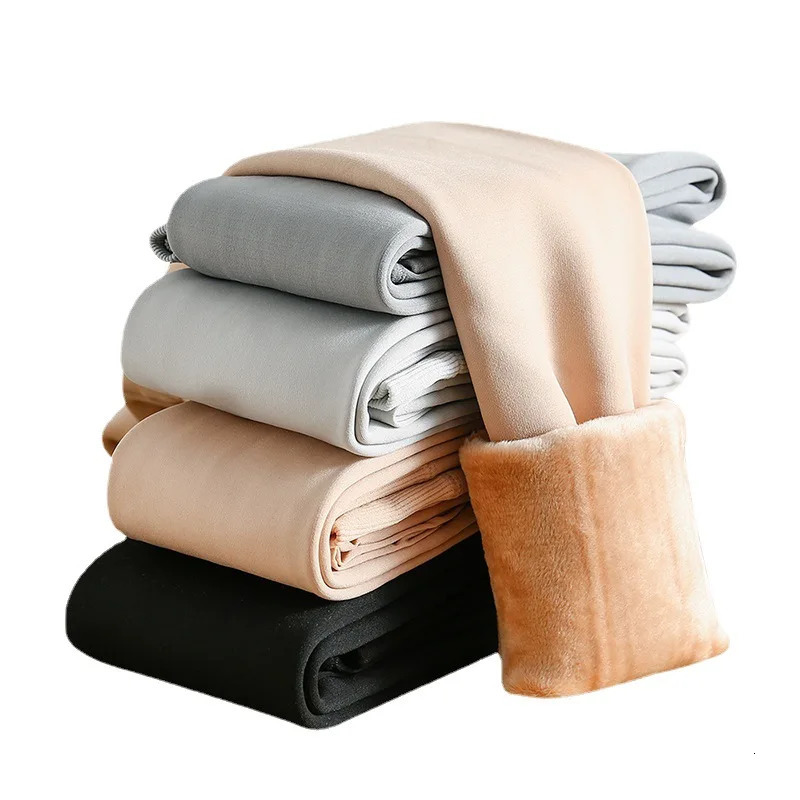 Womens Autumn and Winter Integrated Pants Fleece Thickened Nylon Leggings Thermal Pants Outer Pantyhose 251018