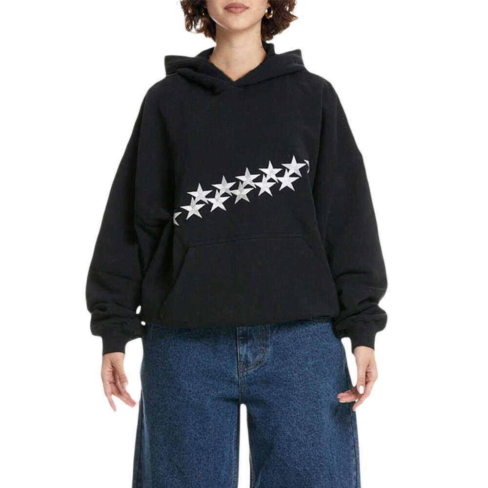 Y2K Spring New Star Letter Embroidery Street Trend Hoodie Loose Unisex Pullover Sweatshirt