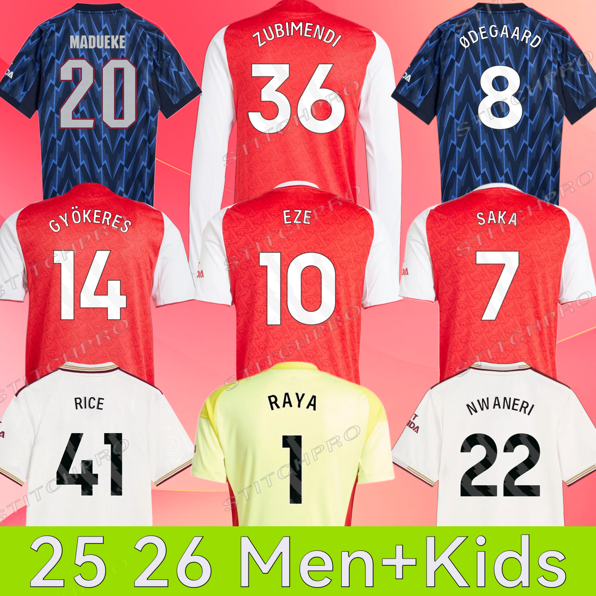 SAKA EZE Soccer Jerseys G. JESUS ODEGAARD RICE HAVERTZ 25 26 Gunners MARTINELLI SMITH ROWE NKETIAH ZINCHENKO SALIBA TROSSARD Football Shirt Men Kids Child Sets Kits