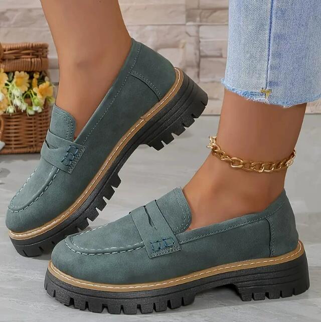 New Spring and Autumn Le Fu Shoes Large Casual Sand Grinding British Style Women's Shoes Coarse Heel Thick Bottom Foreign Trade Retro Z 10.21-9