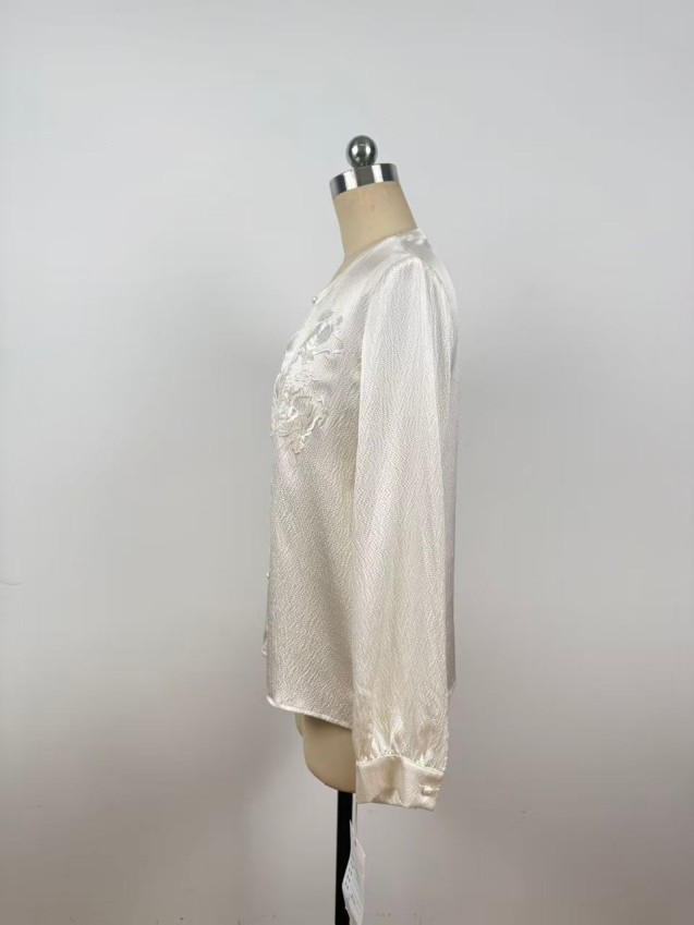 Simple, Sophisticated, Elegant, Light Luxury Pearl-Weave Silk Top JYS11182