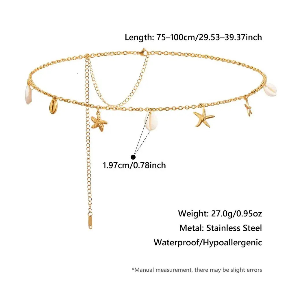 Jewelry Accessory Natural Shell Waist Chain Stainless Steel Sexy Pearl Body Chain Summer Waterproof Beach Jewelry for Women 251023