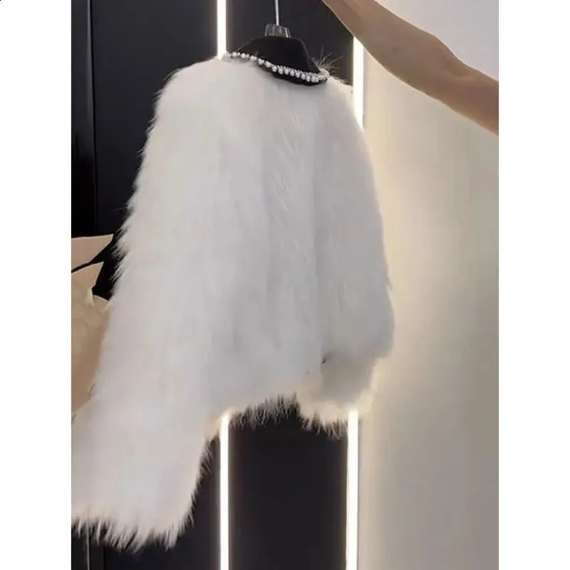 High end Heavy Industry Nail Bead Fox Fur Grass Jacket Women Autumn Winter Unique Warm Casual Coat Female Top 251023