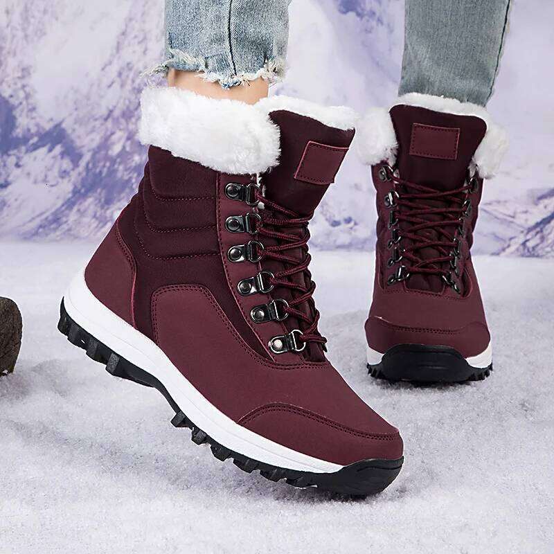 Women's Autumn Winter High-Top Warm Cotton Snow Boots Comfortable Cold Weather Shoes