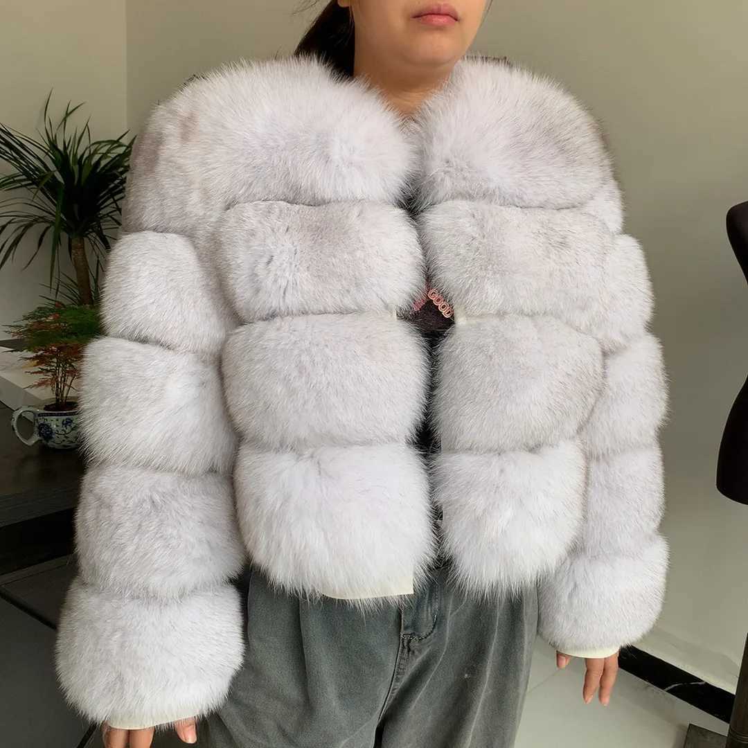 Womens Natural real fur Coat and real Raccoon Fur jacket winter warm thick Long SLeeve fur jacket 100 real fur Top H251024