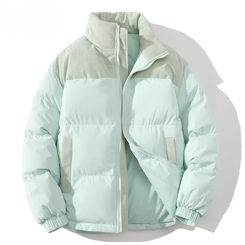 Winter Parkas Jacket Men Women Solid Patchwork Parkas Coat Loose Warm Thick Couple Jacket Korean Outwear Male Unisex Pink Green 251020