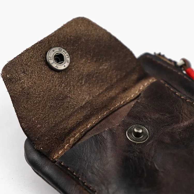 Genuine Leather Home Car Key Bag Vintage Handmade Cowhide Coin Purse Men and Women Zipper Mini Wallet Card Holder Z251023