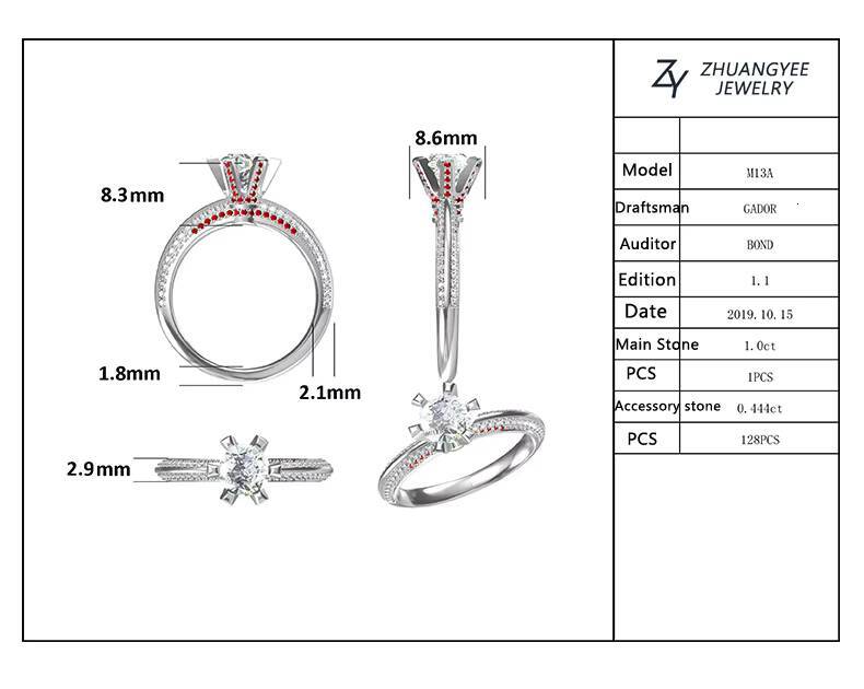 65 mm Moissanite New Arrival High Quality in Stock 925 Sterling Silver Jewelry 18K Gold Ring for Women Engagement Rings
