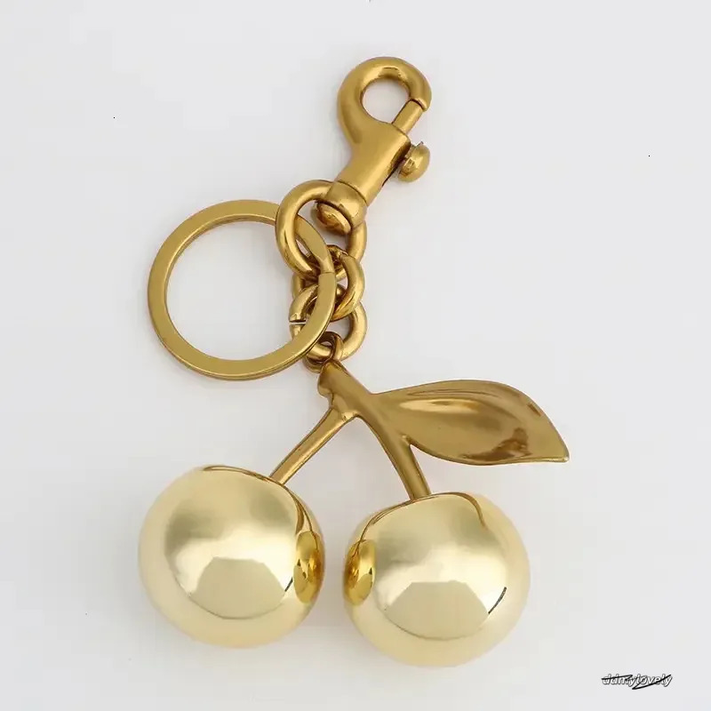 Golden Cherry Keychain For Women And Men, Fashionable Glitter Keyring Fruit Pendant Bag Accessory Ddmylovely