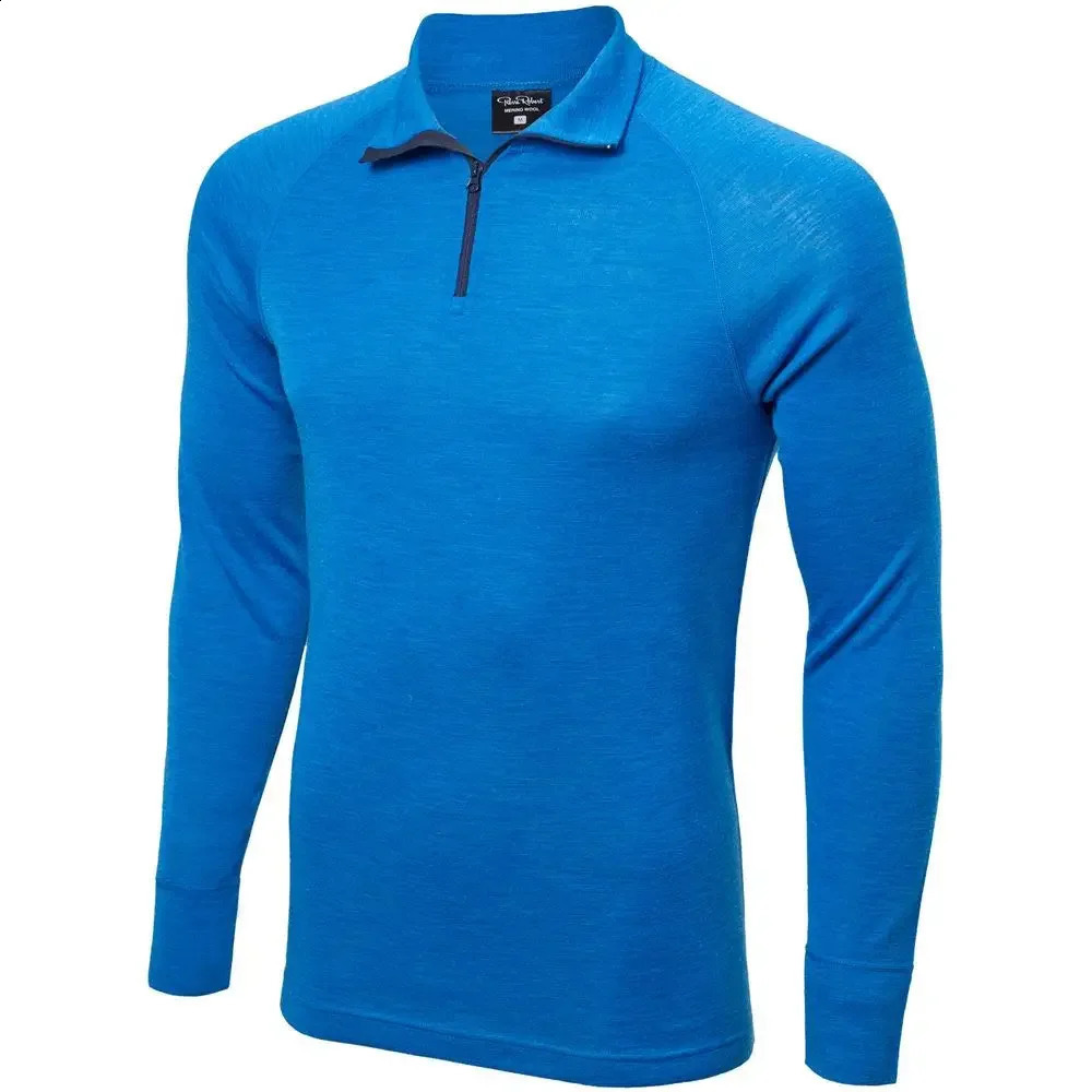 Merino Wool Base Layer Top for Men 14 Zip Merino Wool Long Sleeve Thermal Shirt Sport Top Odor Resistance Breathable Quick Dry 251018