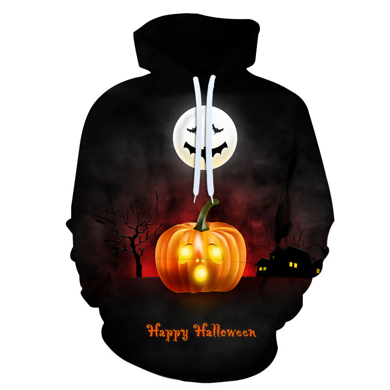 Foreign Trade European Designer Hoodie Jacket Tracksuit Men Polo Veste Coat And American Spring And Autumn Hot Sale Halloween Pattern 3D Digital Print