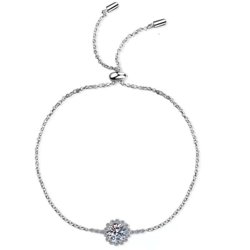 DHCollections-- S Pure Sier Women's 1 Round Star Moon Moissanite Bracelet