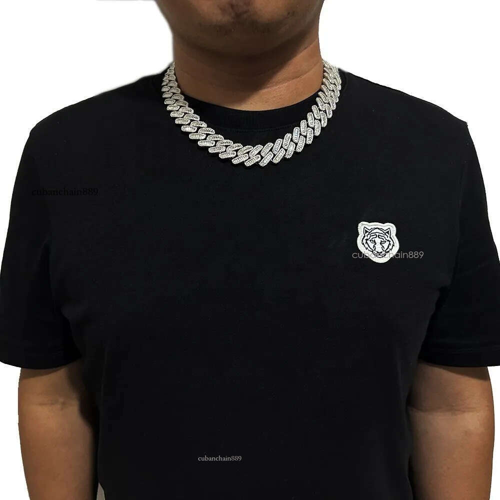 hip hop jewelry cuban link chain 15mm s sier fashion necklace iced out fully vvs baguette moissanite dia men necklaces