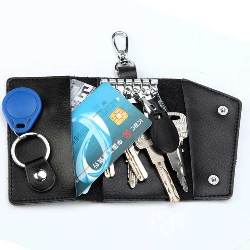 Genuine Leather Keychain Men Women Key Holder Organizer Pouch Cow Split Car Key Wallet Housekeeper Key Case Mini Card Bag New Z251023