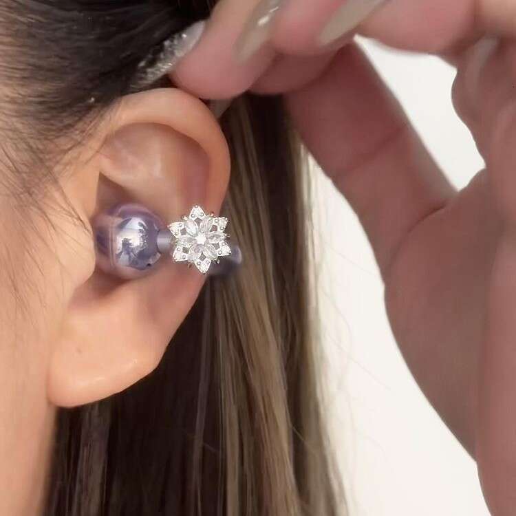 DHcollections Suitable for Freeclip Earphone Drill Rotatable Romantic Frost Flower Clip Buckle Niche Sweet Style Ear Accessories