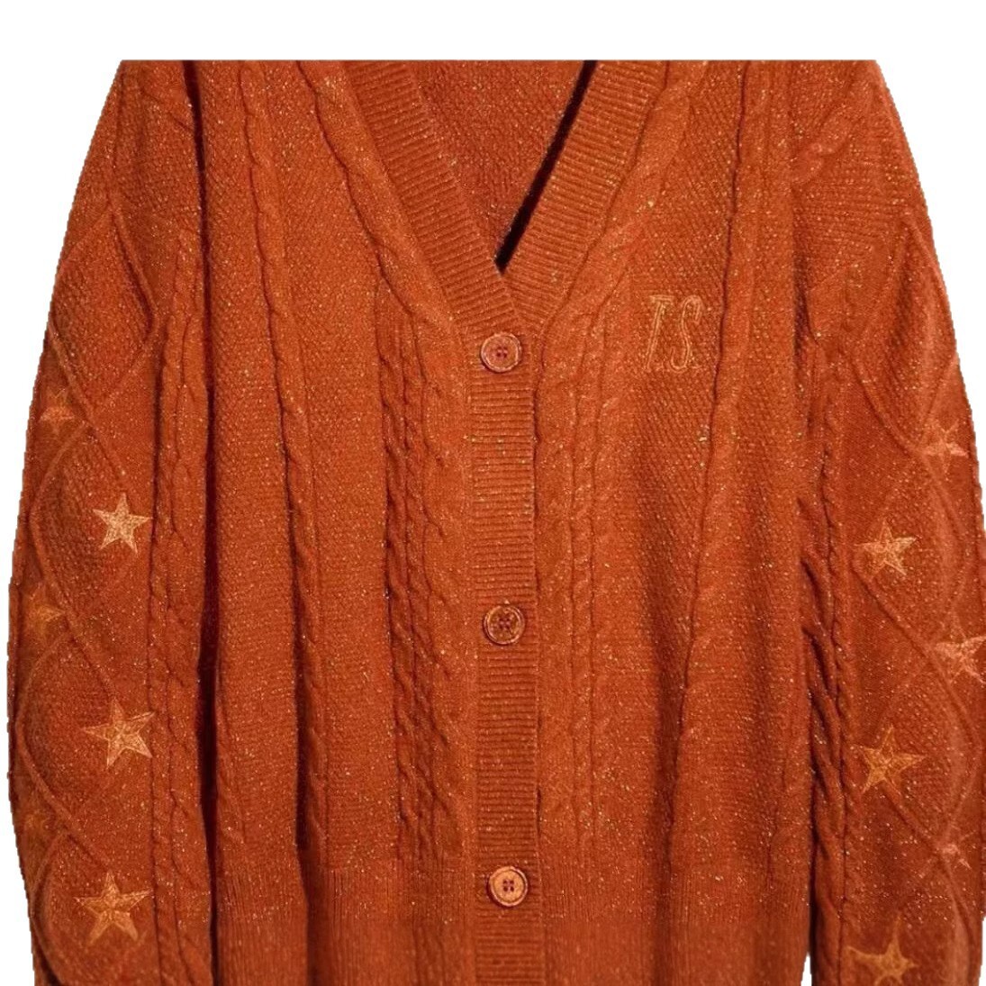 2025 Autumn Winter New Cardigan Coat Single-Breasted Star Casual Knitted Sweater Lazy Top