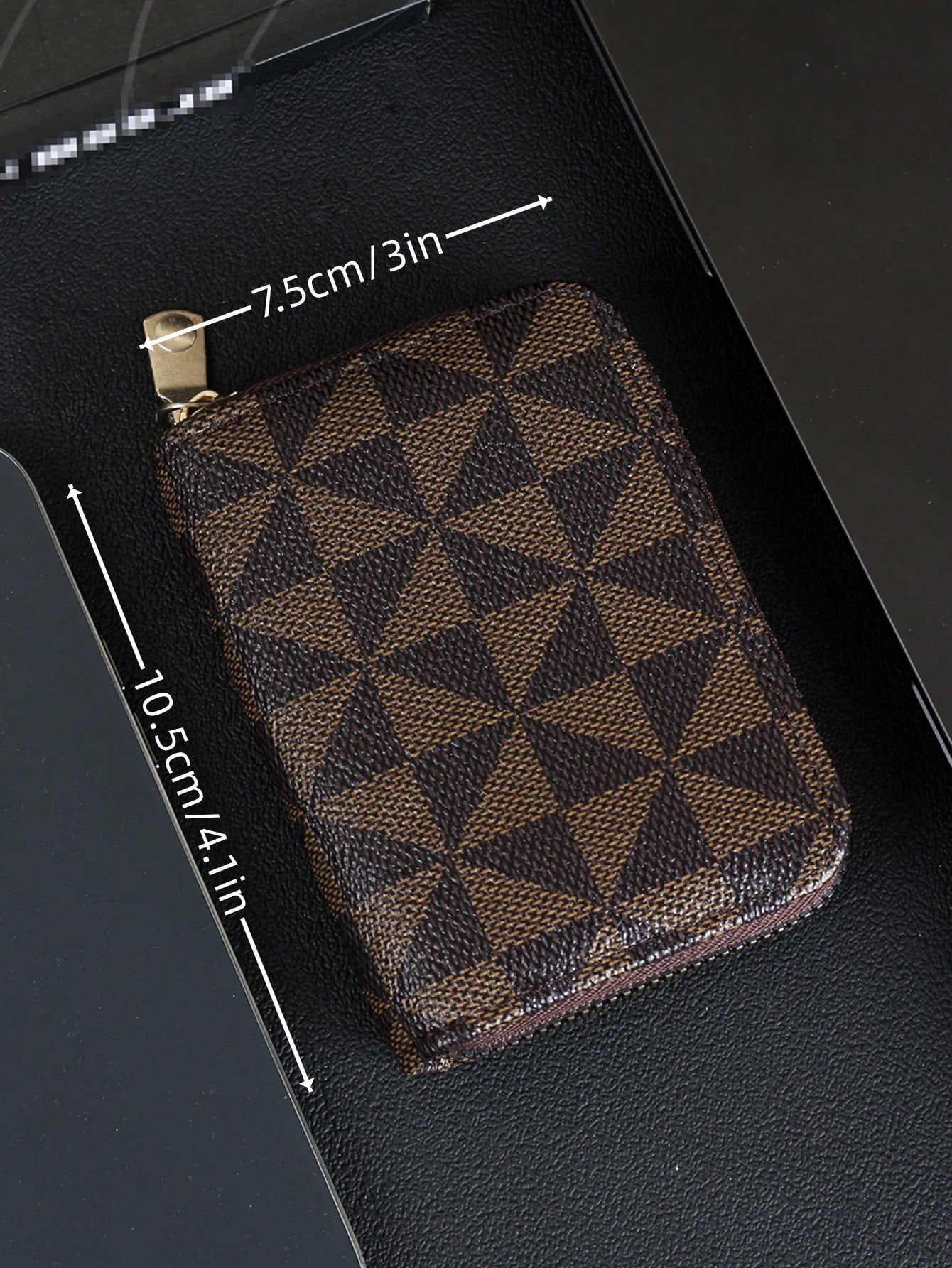 Luxury Designer Stylish Checkered Pattern Card Holder - Vintage Zipper Small Wallet - Portable Lightweight Card Case for Men and Women
