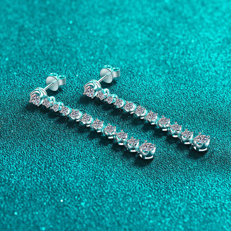 DHCollections-- Xindeyi S Pure Sier New Full Moissanite Stud Tassel Long Row Earrings Fashion High-end Design