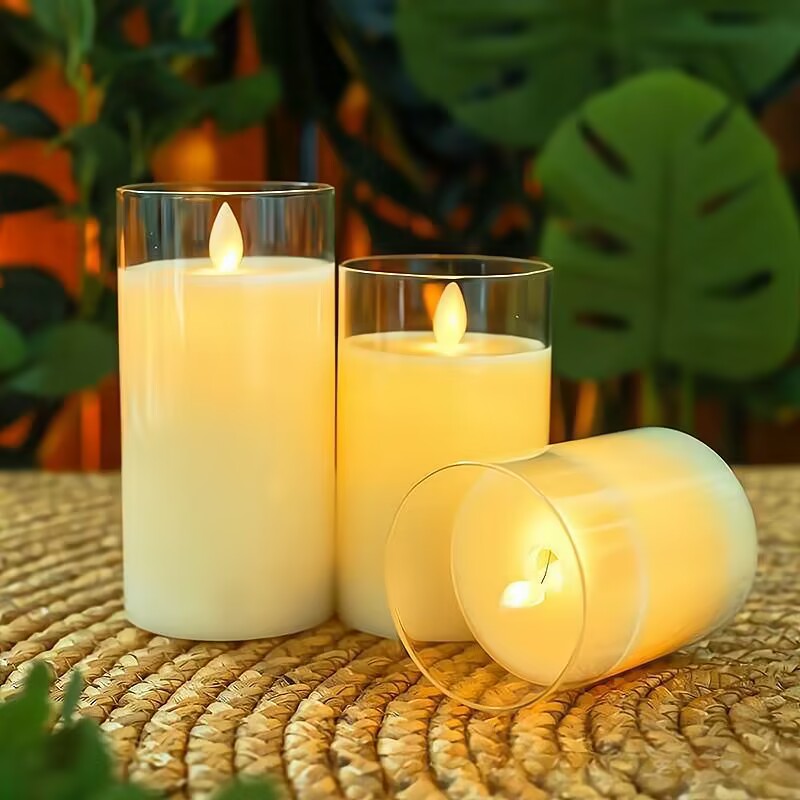 Transparent Acrylic LED Candle Light, 3.7V Battery-Free Warm Light Ambient Lamp for Romantic Wedding & Home Decoration