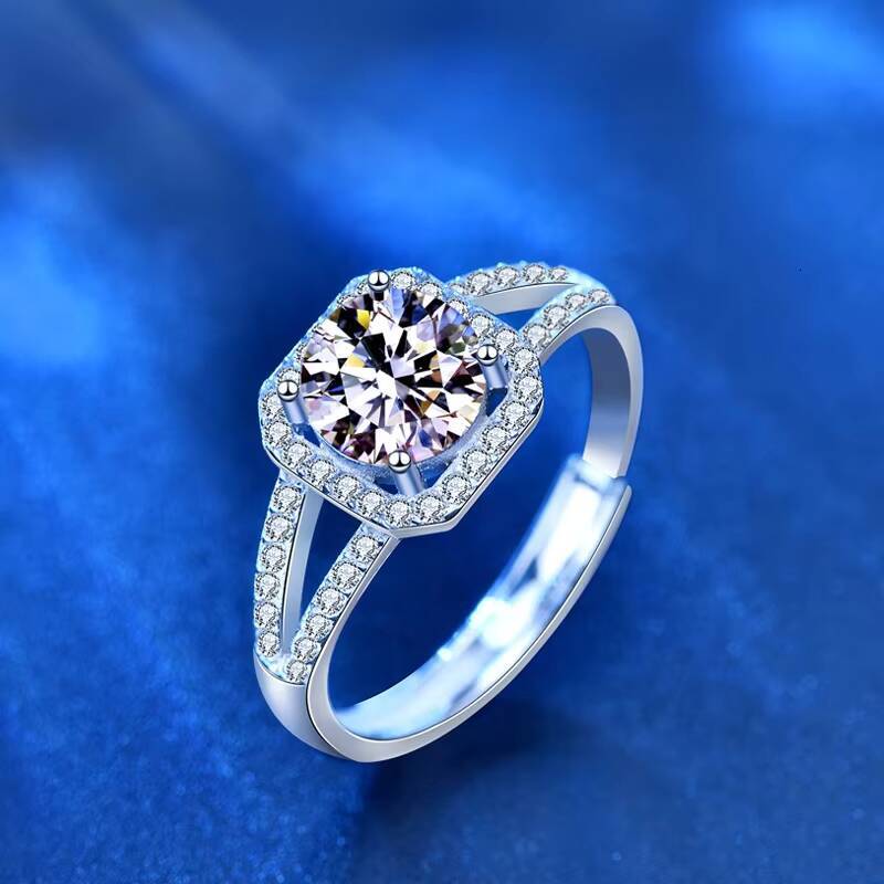 Wholesale Jewelry VVS1 925 Sterling Silver Wedding Bands Lab Diamond Rings Moissanite Stackable Engagement Ring for Women