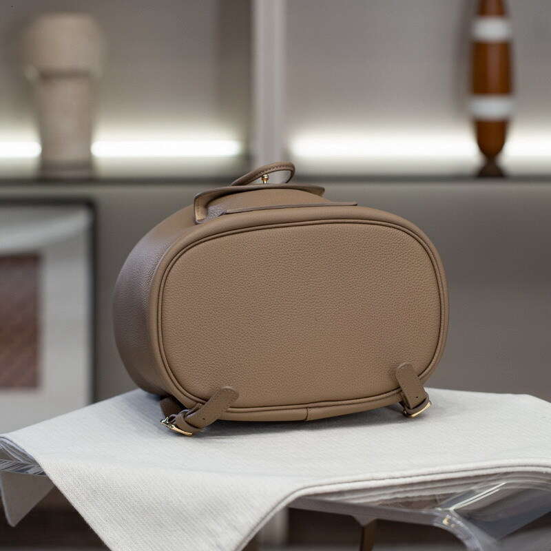New Genuine Leather Women S Elegant Commuting Versatile Casual Cowhide Drawstring Backpack Simple Lock Buckle Small Bag High Quality