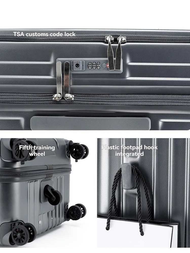 Multi opening luggage compartment with front lid and pull rod box 20 inch boarding case 2025 new large capacity universal wheeW251024