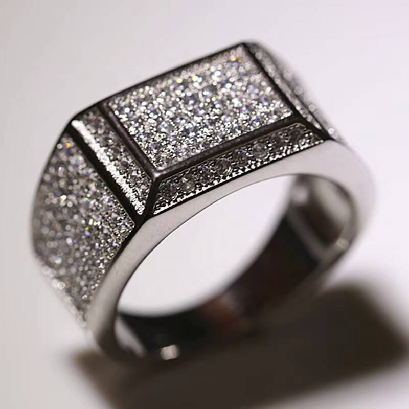 High Quality Hip Hop Jewelry Dubai Luxury Glaring Cool 925 Sterling Silver Iced Out Paved VVS Moissanite Diamond Mens Ring