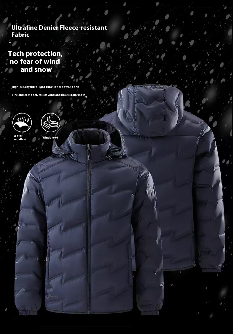 Down Jacket New Fall/Winter Couple's Thickened Hooded Warm Coat Graphene Heat-Retaining Outdoor Camping Hiking Apparel