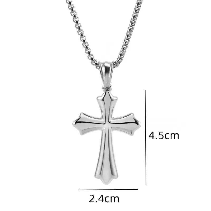New simple geometric stainl steel cross pendant necklace punk hiphop style creative unisex Alloy sweater chainXJ251024