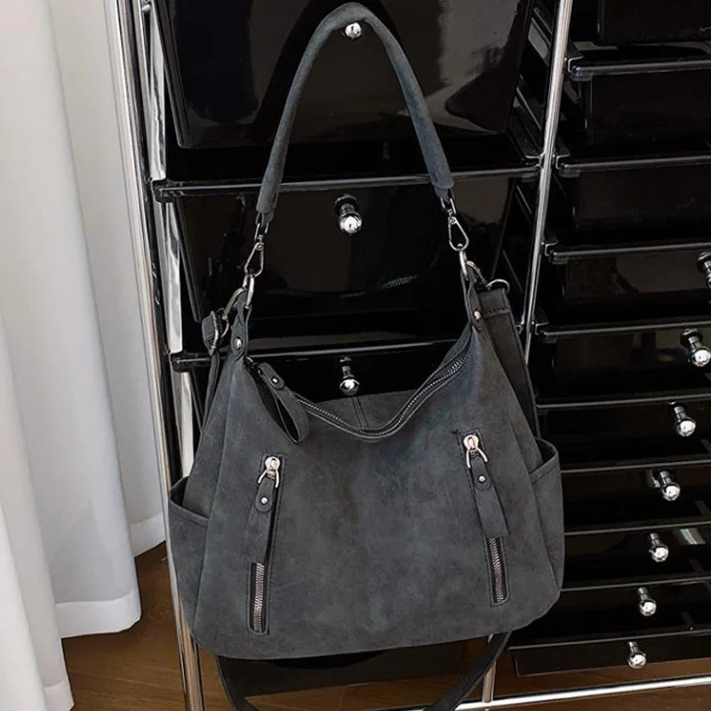 er Leather Female Side Bags Retro Shoulder Bag for Women Handbag Casual Ladies Large Capacity Tote Bag 251023