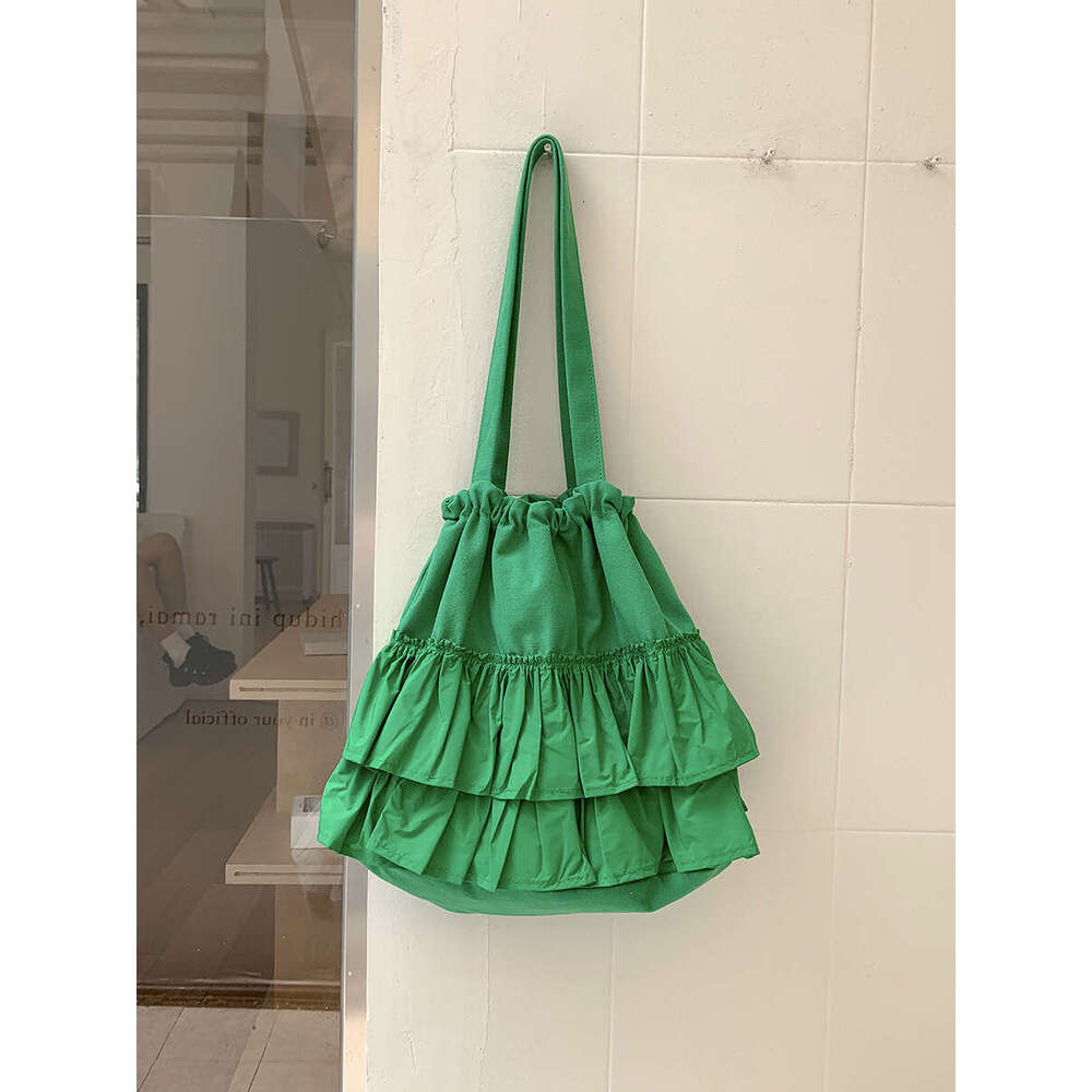 New Ruched Ruffle Commuter Style Tote High-End Large Capacity Women's Drawstring Niche Design Shoulder Bag For Women B5