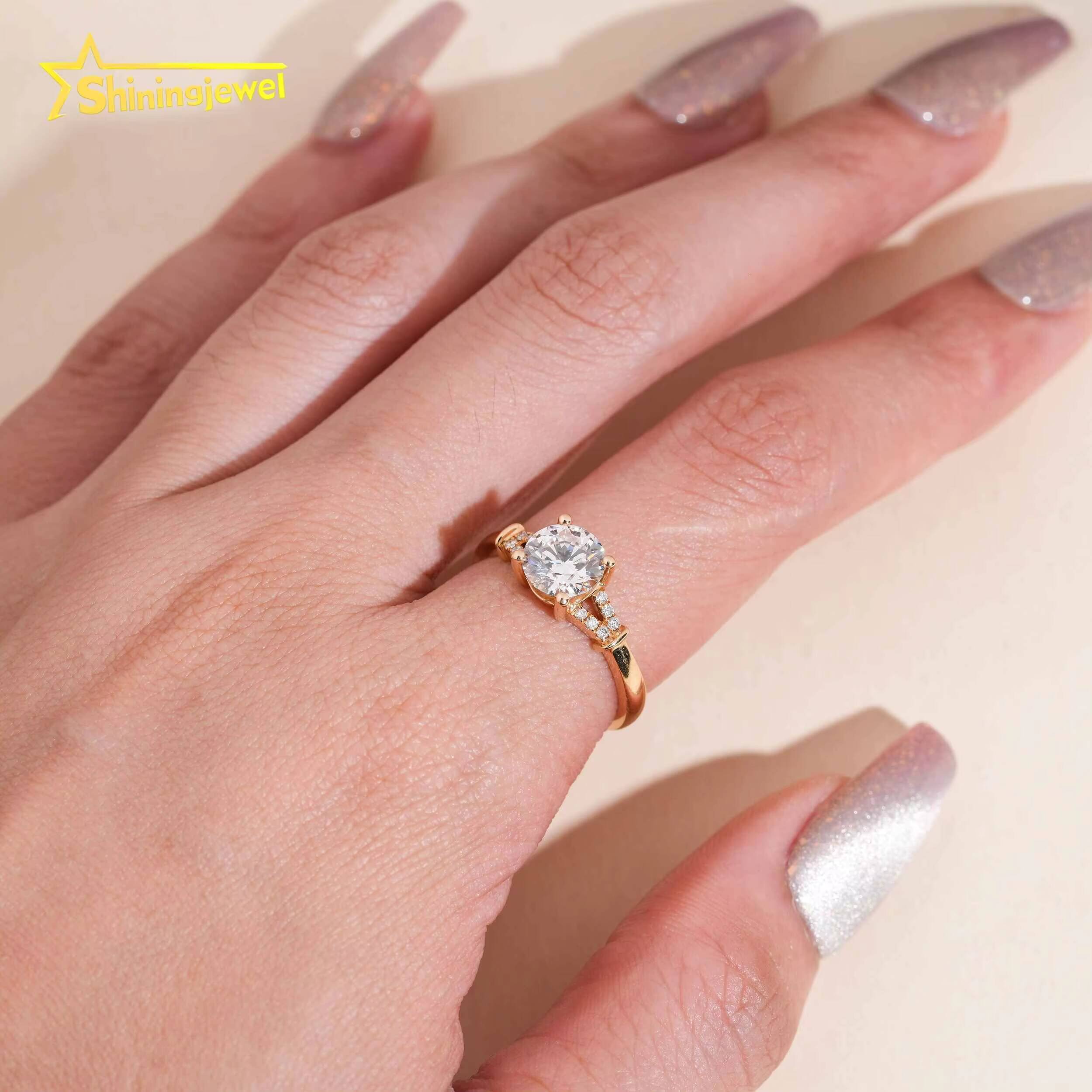 Elegant Women Jewelry Diamond Engagement Ring Iced Out Jewelry Lab Grown Diamond 14k Real Gold Wedding Rings IGI Certificate