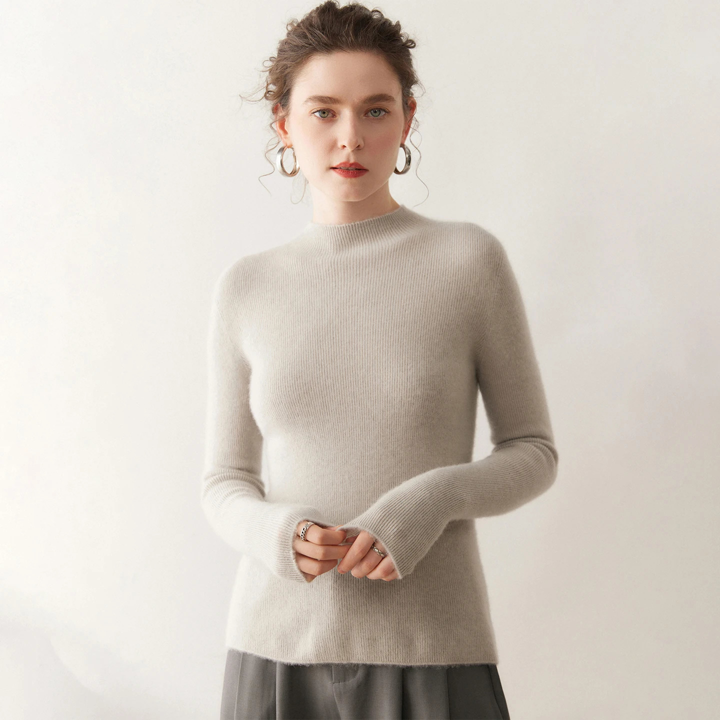 MEELEX Classic Autumn Winter Women 100 Cashmere Sweater Half High Neck Pullover Top Soft Warm Cashmere Undershirt for Woman 251024