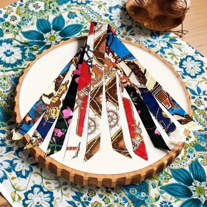 10Pcs Wens Paisley Print MtiUse Scarves Elegant Long Haiands Neck Scarves Bag Strs DIY Craft Hair Scarf Accories Y251024