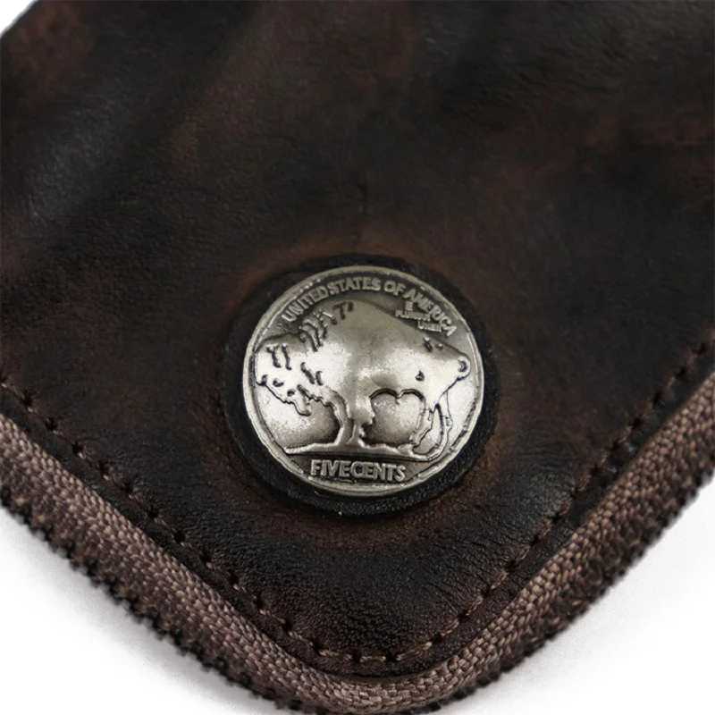 Natural Leather Key Wallet for Men Short Zipper Car Key Holder Real Leather Coin Purse Card Case Bag Keys Organizer Housekeeper Z251023
